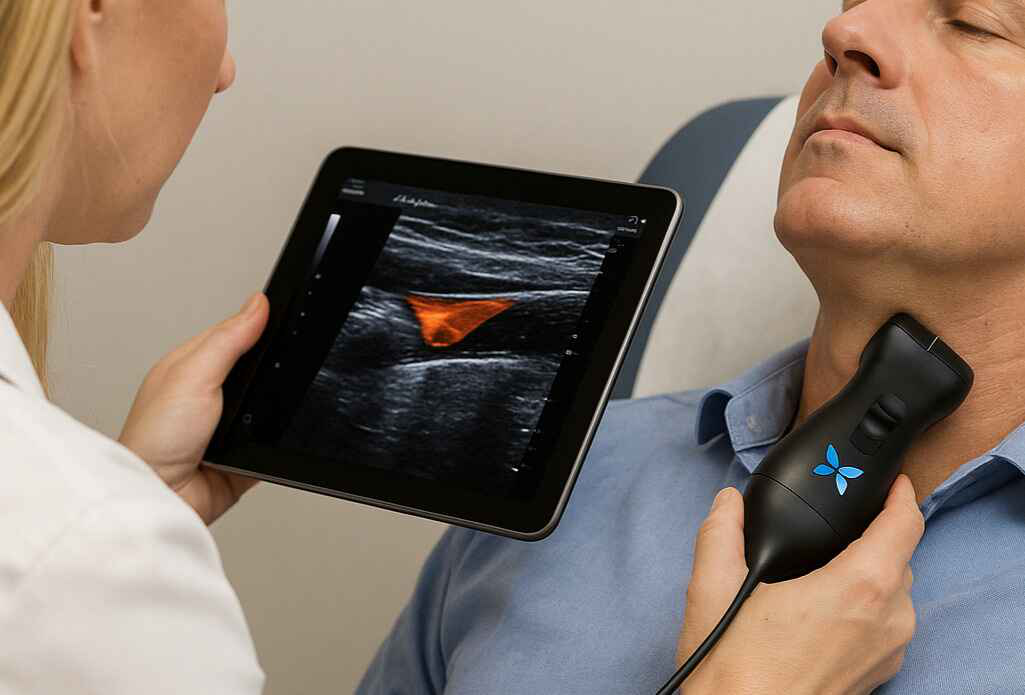 IQ3 Plus Butterfly Ultraschall Untersuchung Patient